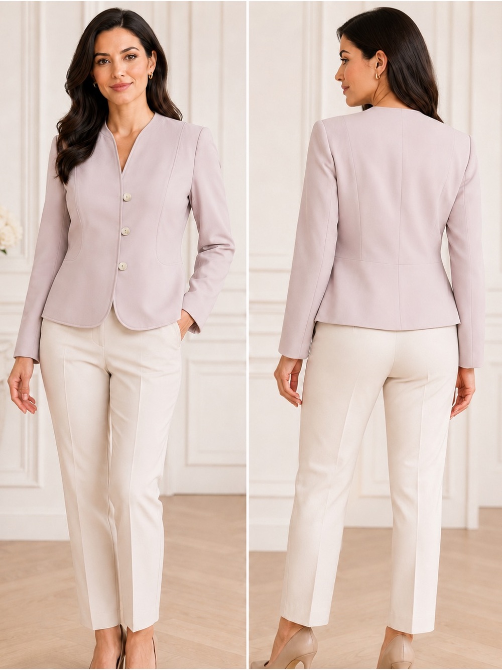 Kasper Soft Lavender Notchless Button Jacket